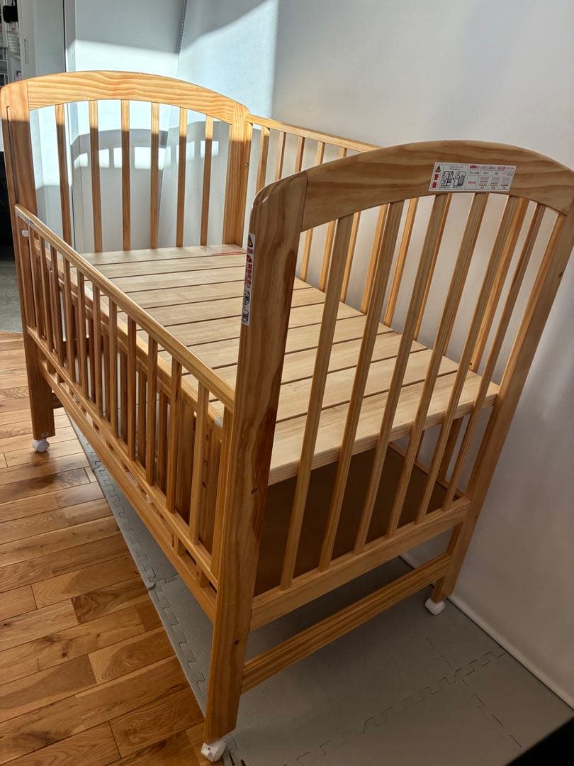 KATOJI ハイポジションベビーベッド アーチ ナチュラル