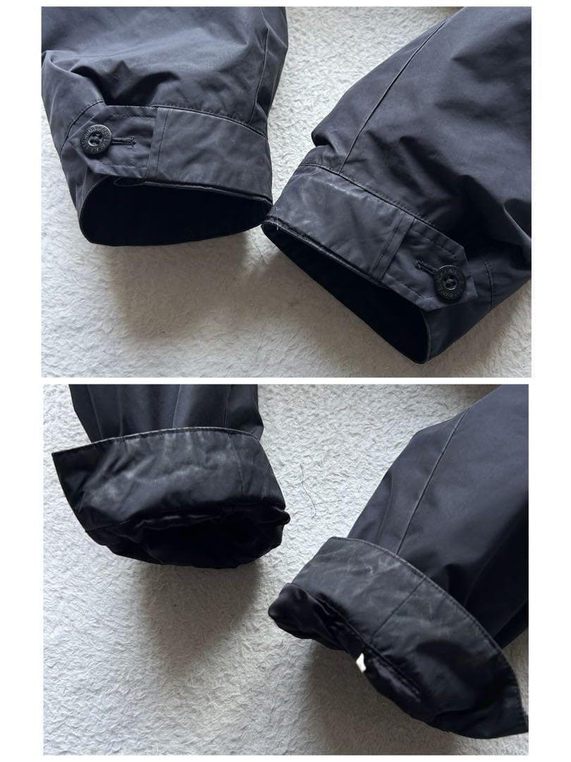 バーバリーブラックレーベル モッズコート 裏地チェック ライナー ファー 黒 L