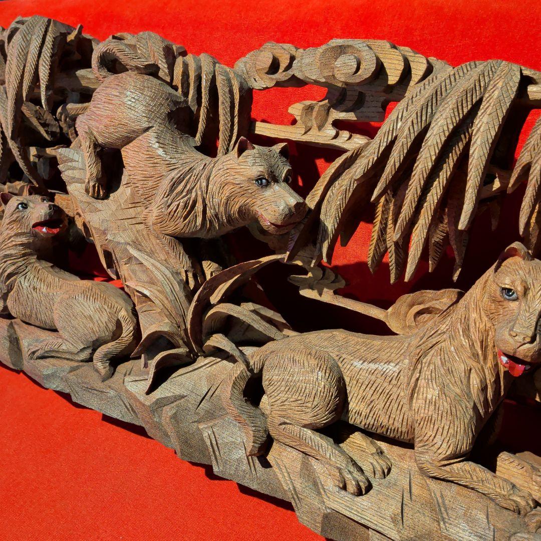 彫刻　木彫　欄間　だんじり　山車　神社仏閣　犬　動物　和柄