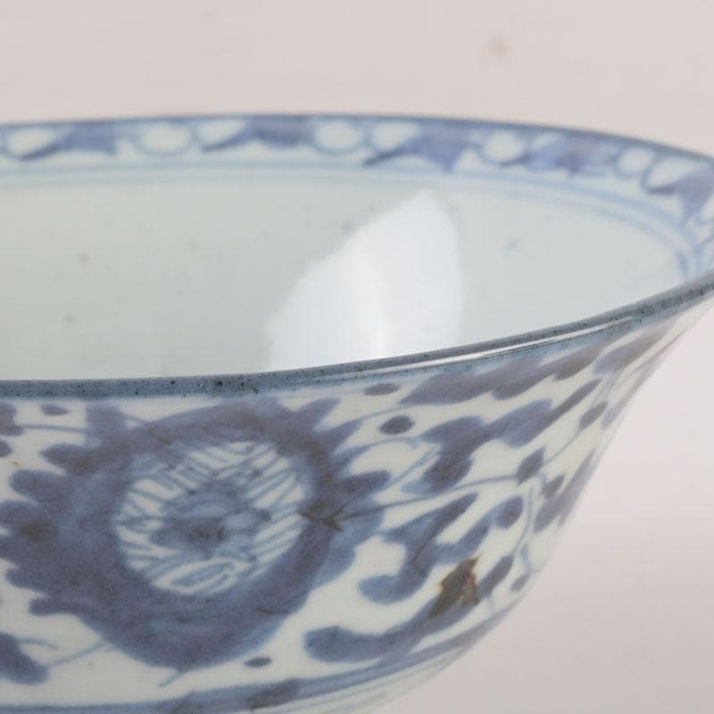 中国　呉須染付　花草文　鉢　時代箱付　C　9247