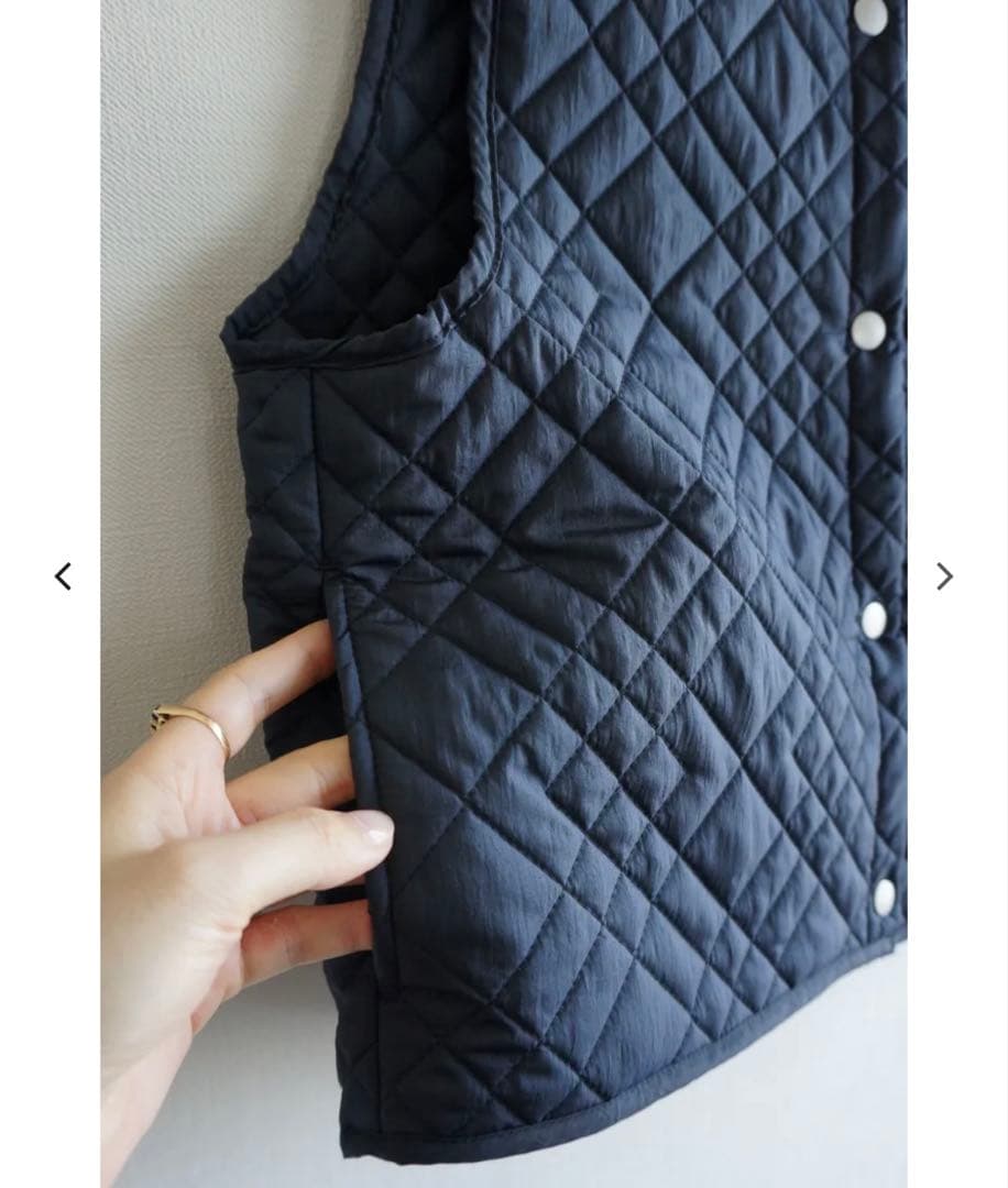 unoa ウノア Quilted キルティング ベスト ナイトブルー sizeM