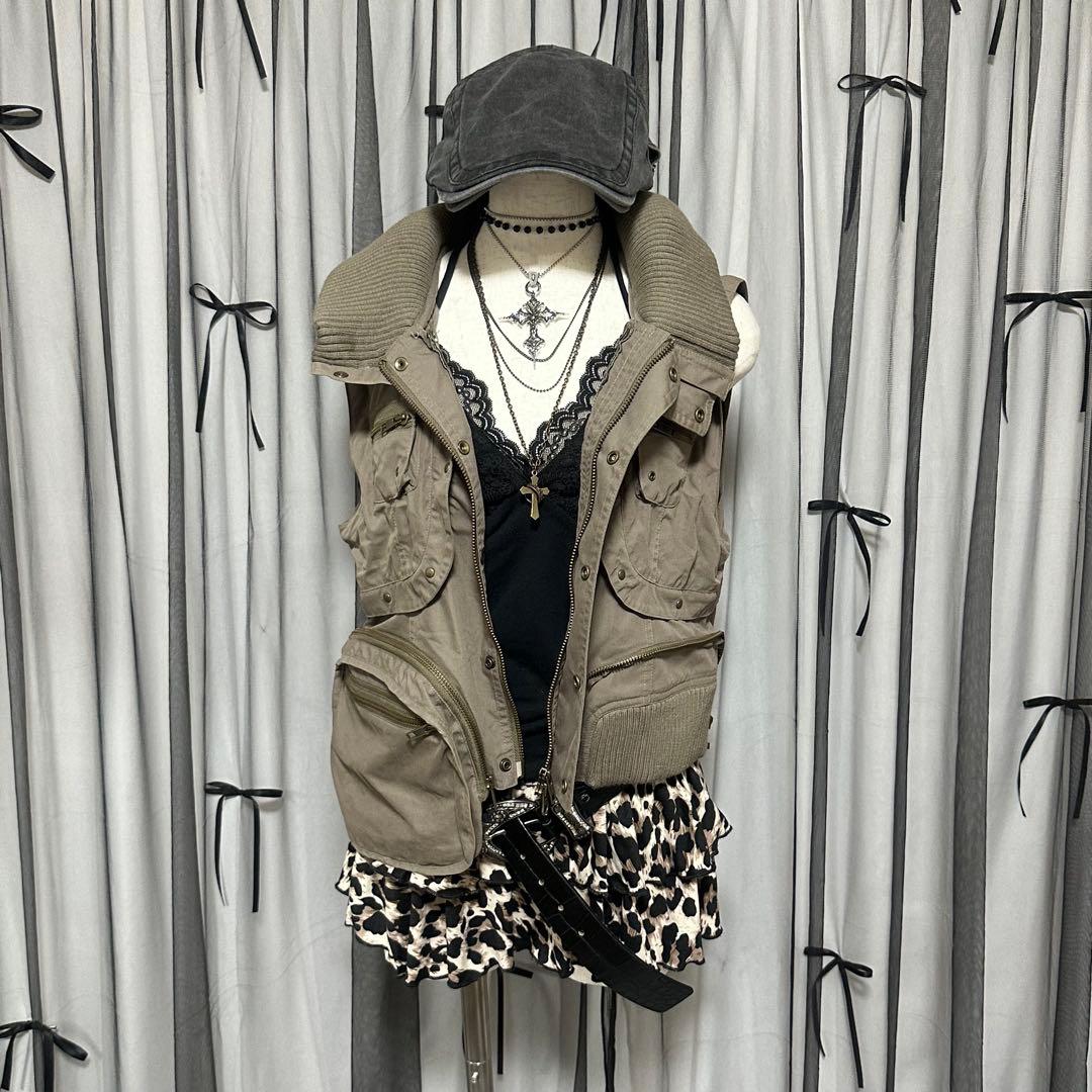 平成ギャルy2k　ファー付き　ミニタリージャケット　フェアリーグランジ　パーカー