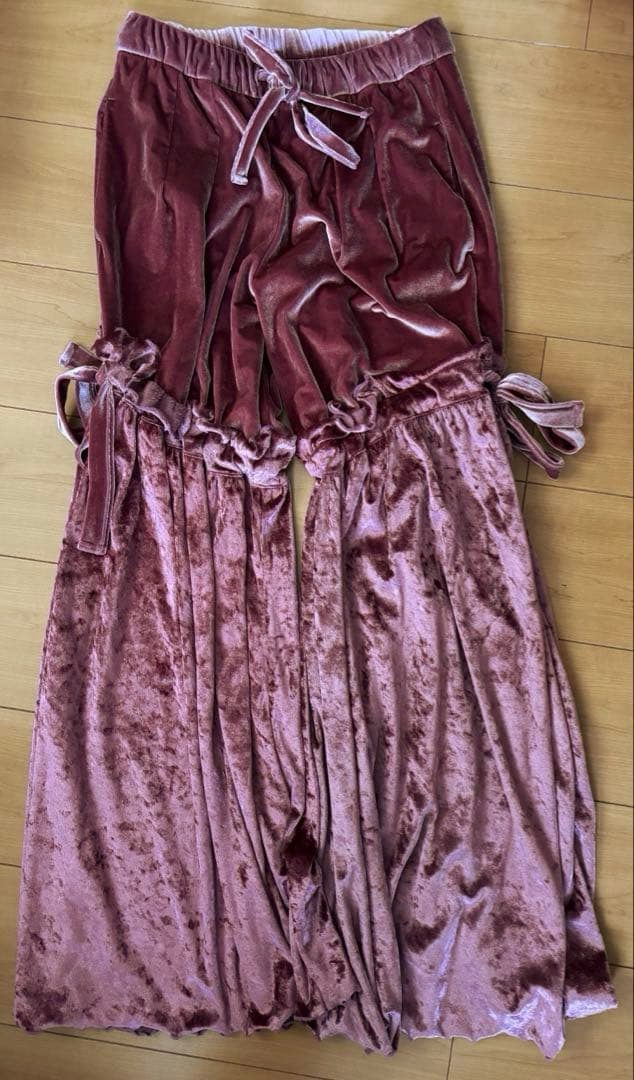 PAMEO POSE パンツ　ベロア　ピンク