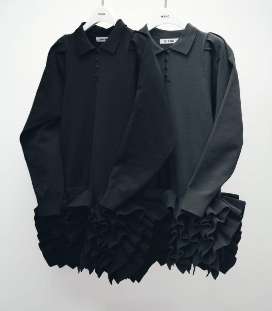 【新品/完売色】Ruffled-Hem Polo Dress [HIAND]