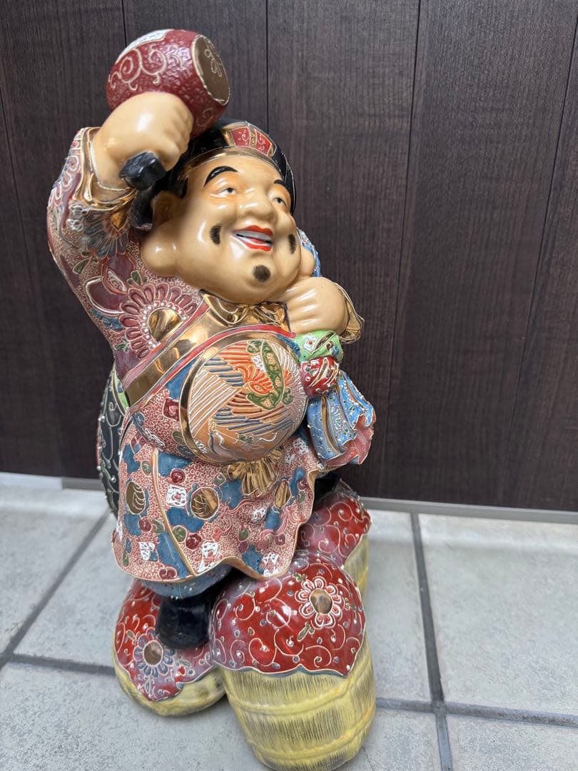 九谷焼 大黒天 置物 七福神 古美術品 金彩 骨董品 アンティーク　縁起物