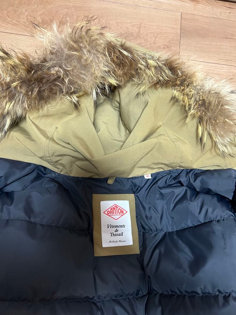 【美品】DANTON/ダントンダウンコートJD-8634LASカーキ42