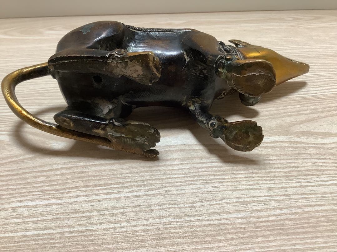 《 チベット密教　ヒンドゥー教　新品 》 マウス　幸運の使い　真鍮　約1420g