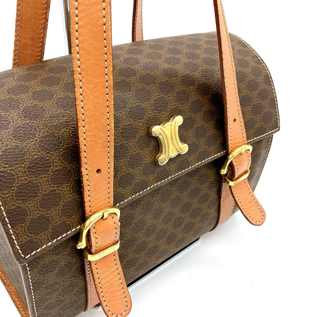 希少【CELINE】ハンドバッグ　ブラゾン金具　マカダム柄　BOX型