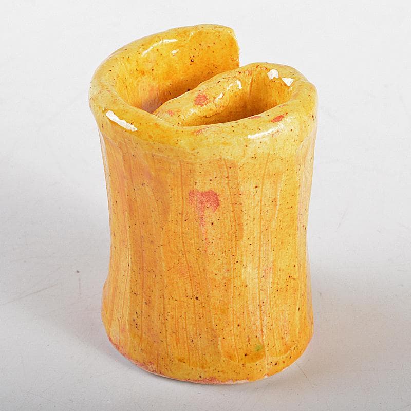 茶道具　川瀬竹志作　黄彩　の字蓋置　共布共箱　V　R5376