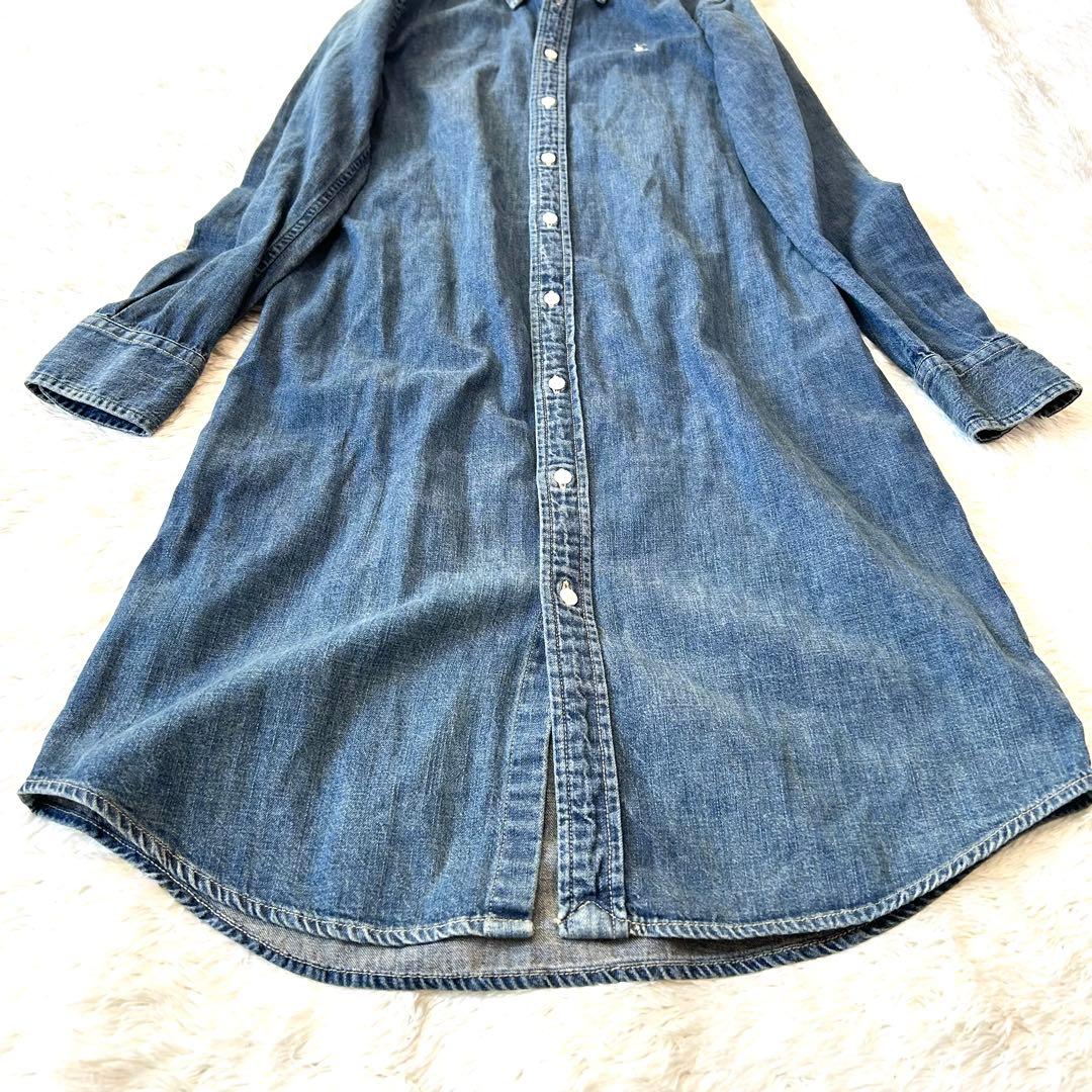 美品✨ラルフローレン　デニムワンピース　ポニー刺繍　インディゴ　長袖