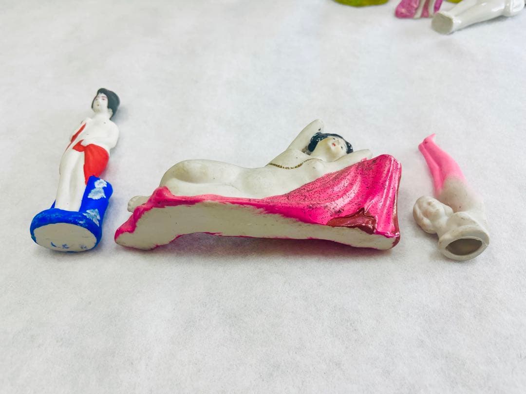 昭和初期 女性像 土人形 裸体表現 10体セット 全長約10〜18cm 美品