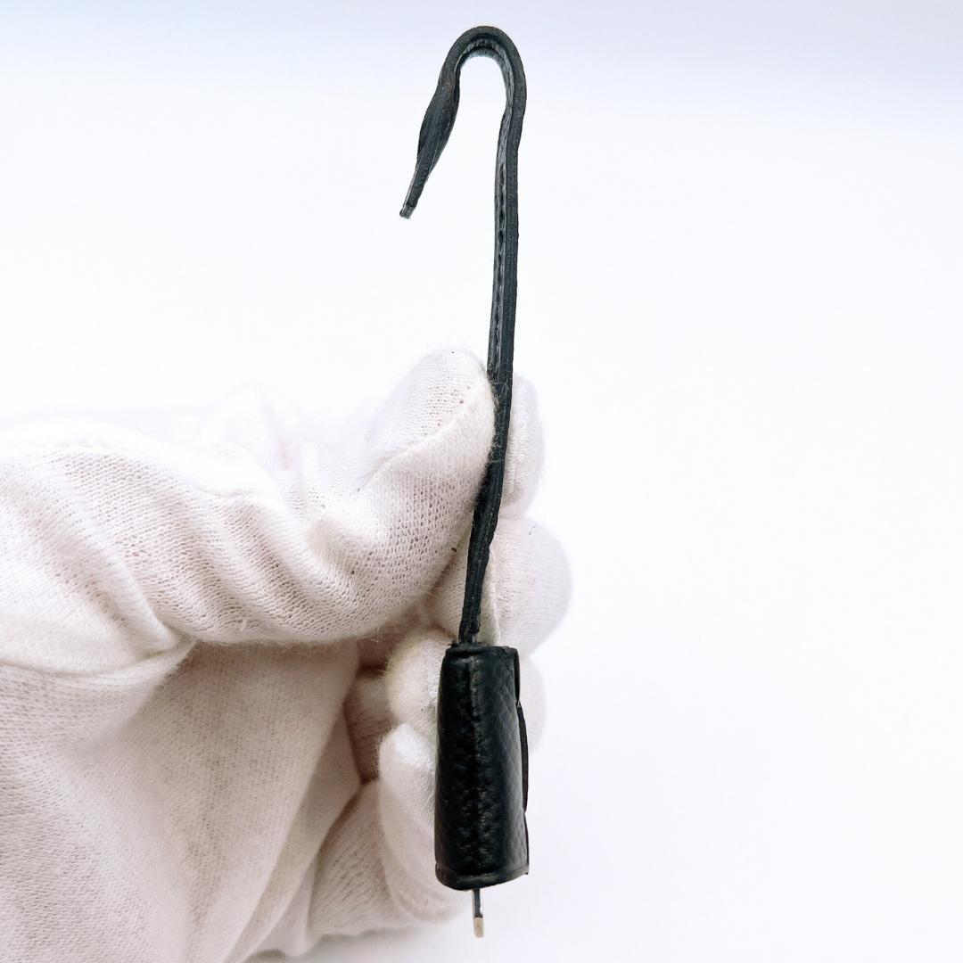 HERMES エルメス ミニクロシェット チャーム シルバー レザー ブラック