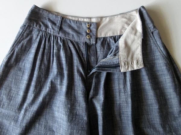 パラスパレス 貝釦 コットンシャンブレー ガウチョパンツ ワイドパンツ 3