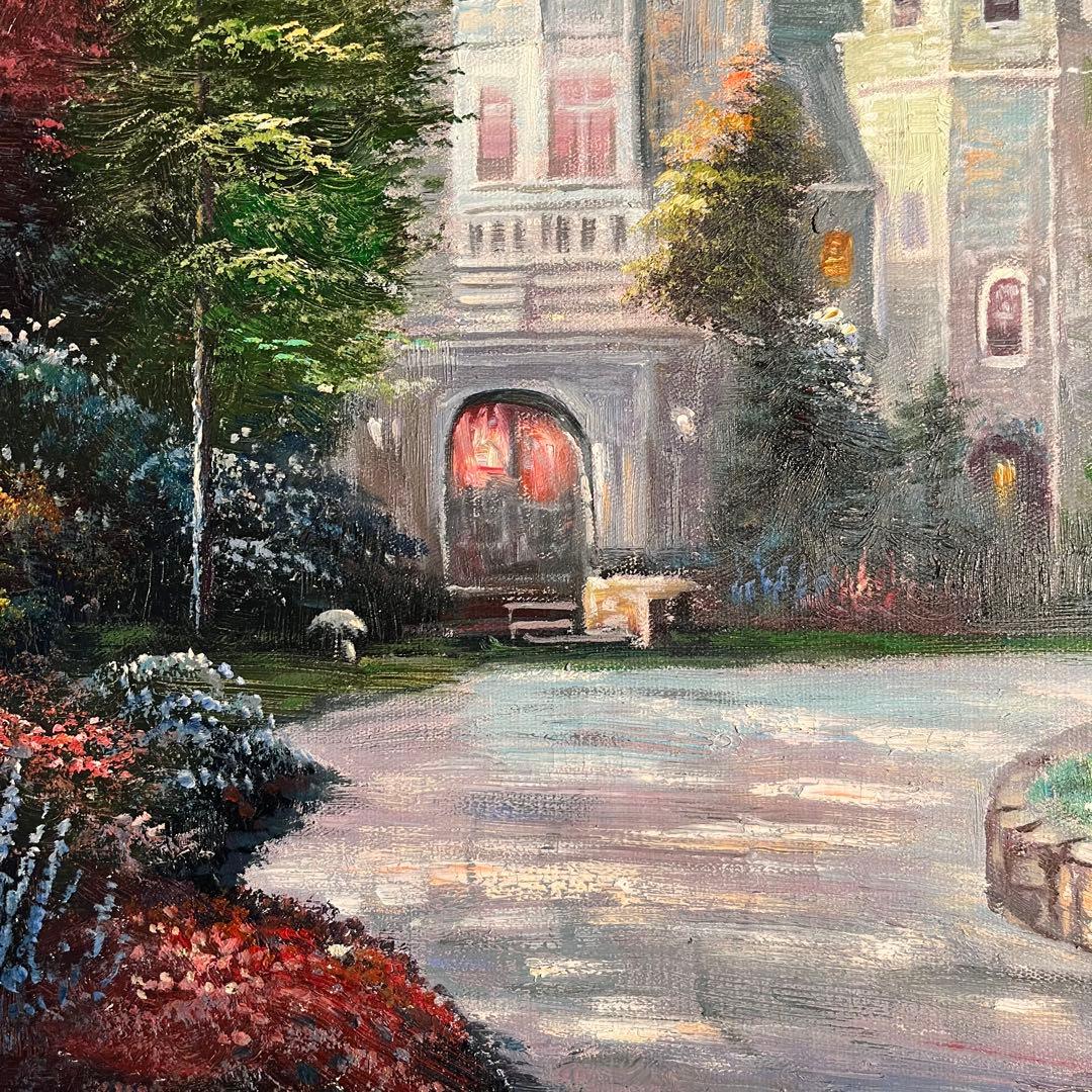 手書き油絵 パリの郊外の風景 絵画 インテリア 油彩画