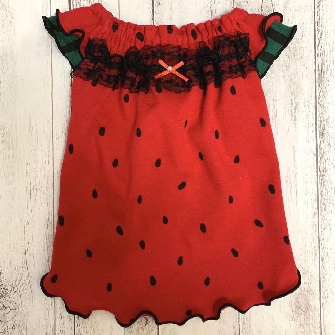 なりきりすいか2024すいかちゃんスモックワンピ/Sサイズ/犬服ハンドメイド