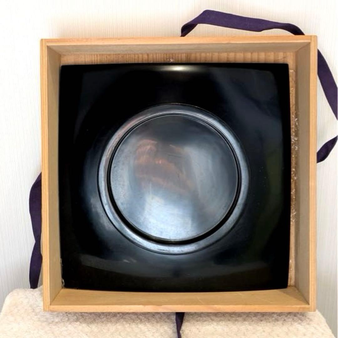 輪島塗　盛皿　黒鉄色方形盛器