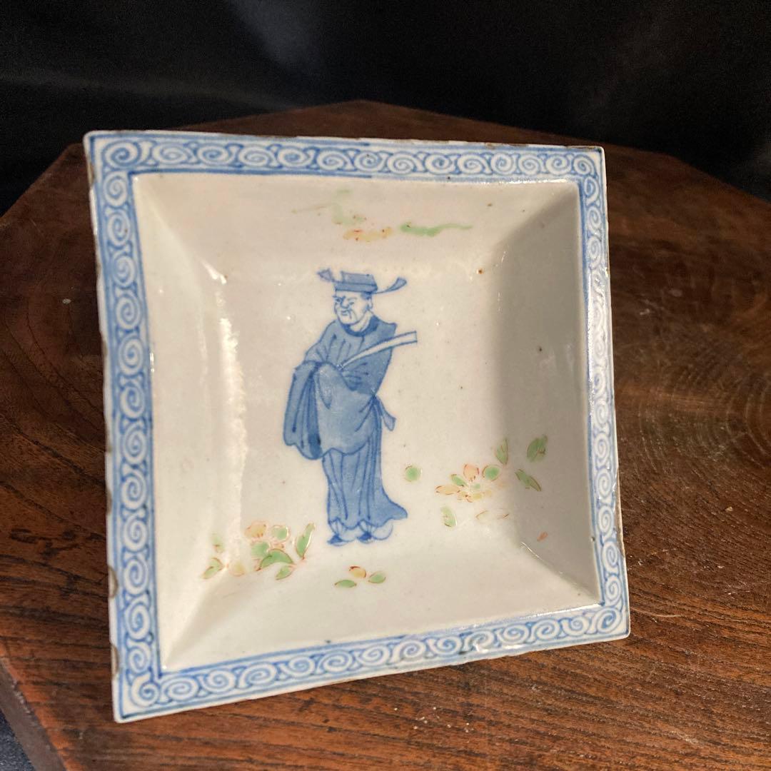 赤札閉店セール❗️【ギャラリー三益】古染付　文官紋方角皿