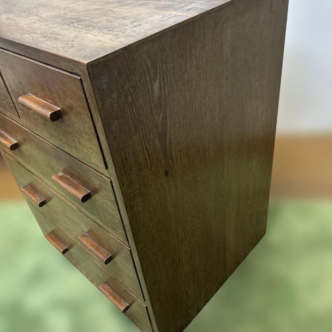 ヴィンテージ　レトロ　ブラウン　木製　チェスト 5引き出し