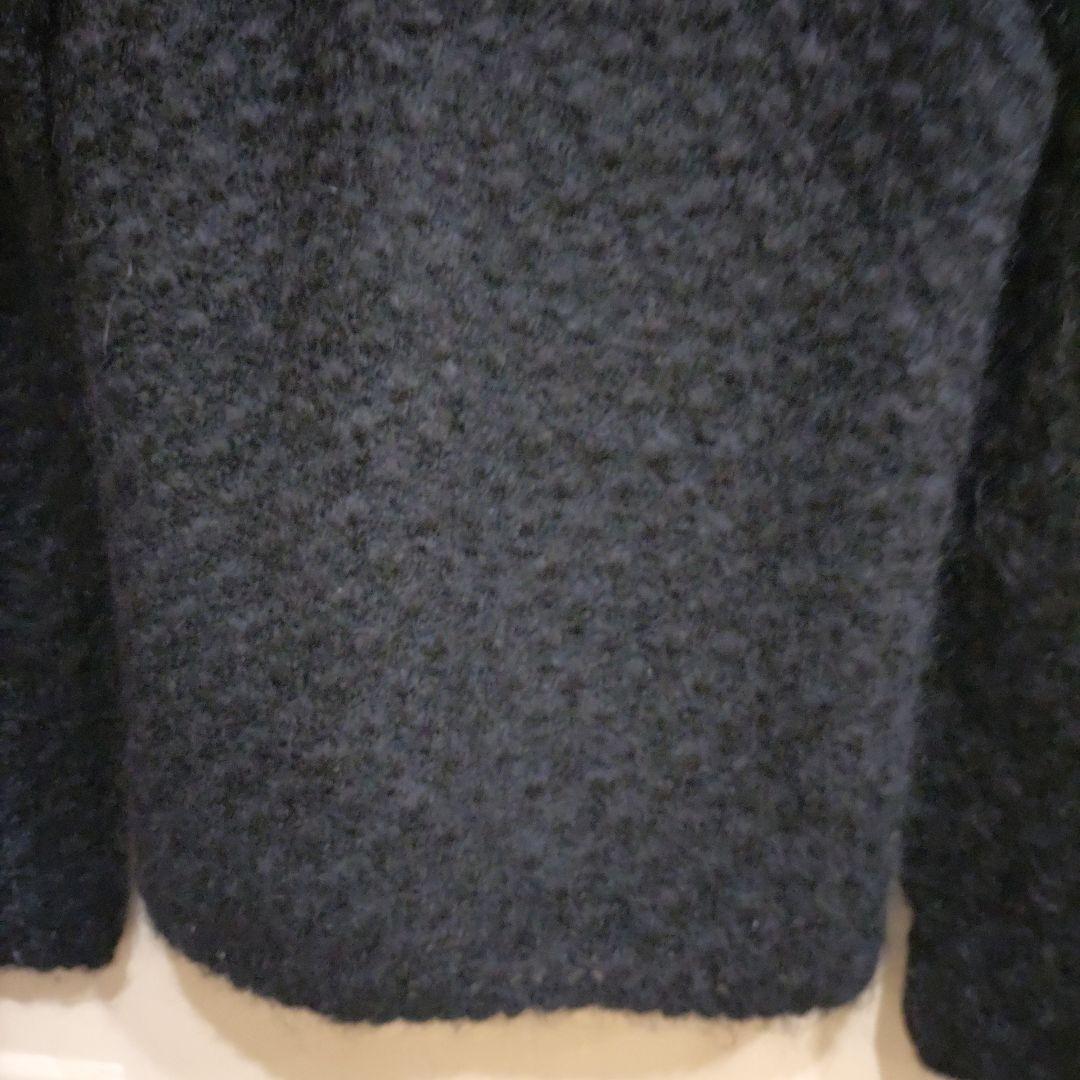 ワンダフルワールド　黒に豪華な花モチーフ付　モヘヤカーディガン 難有り