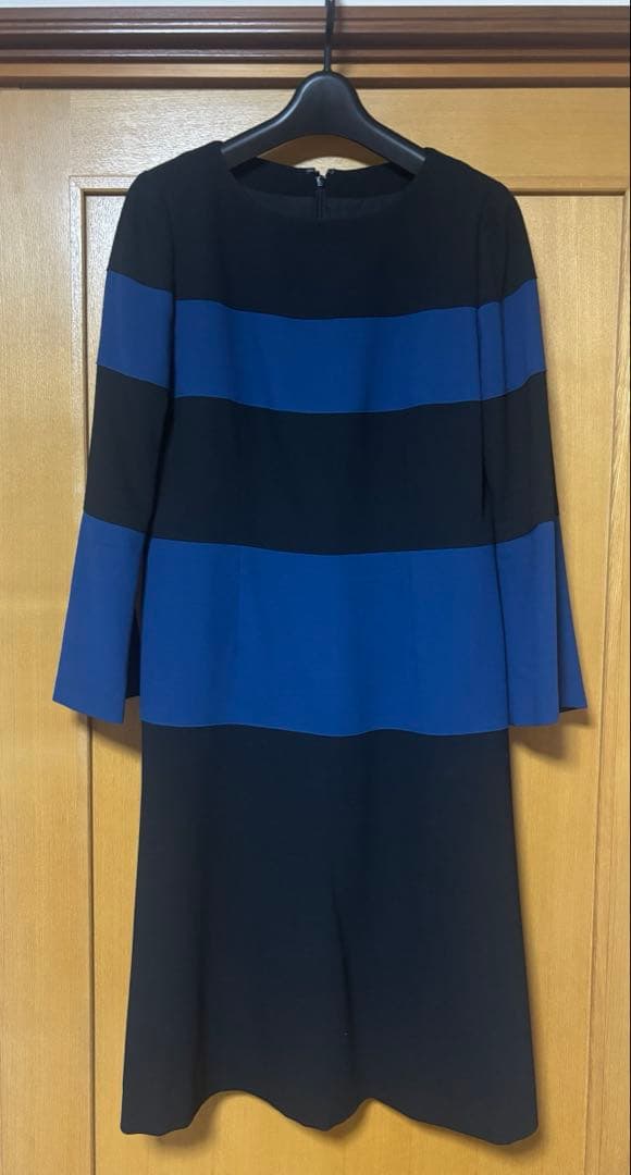 【極美品】JUN ASHIDA 長袖バイカラーワンピース M〜Lサイズ