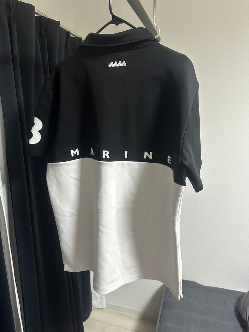 muta バイカラーポロシャツ　ブラック/ホワイト