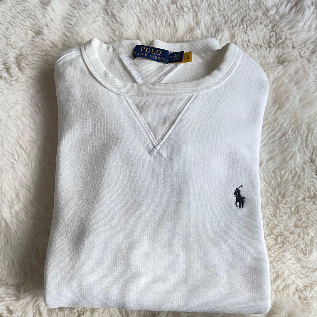 美品　ポロラルフローレン　現行　M ポニー　スウェット　トレーナー　裏起毛　白