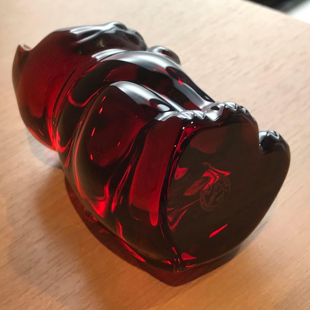 プシュケ 可愛らしい♡アンティークバカラ招き猫フィギュリン♪真紅♪縁起物☆