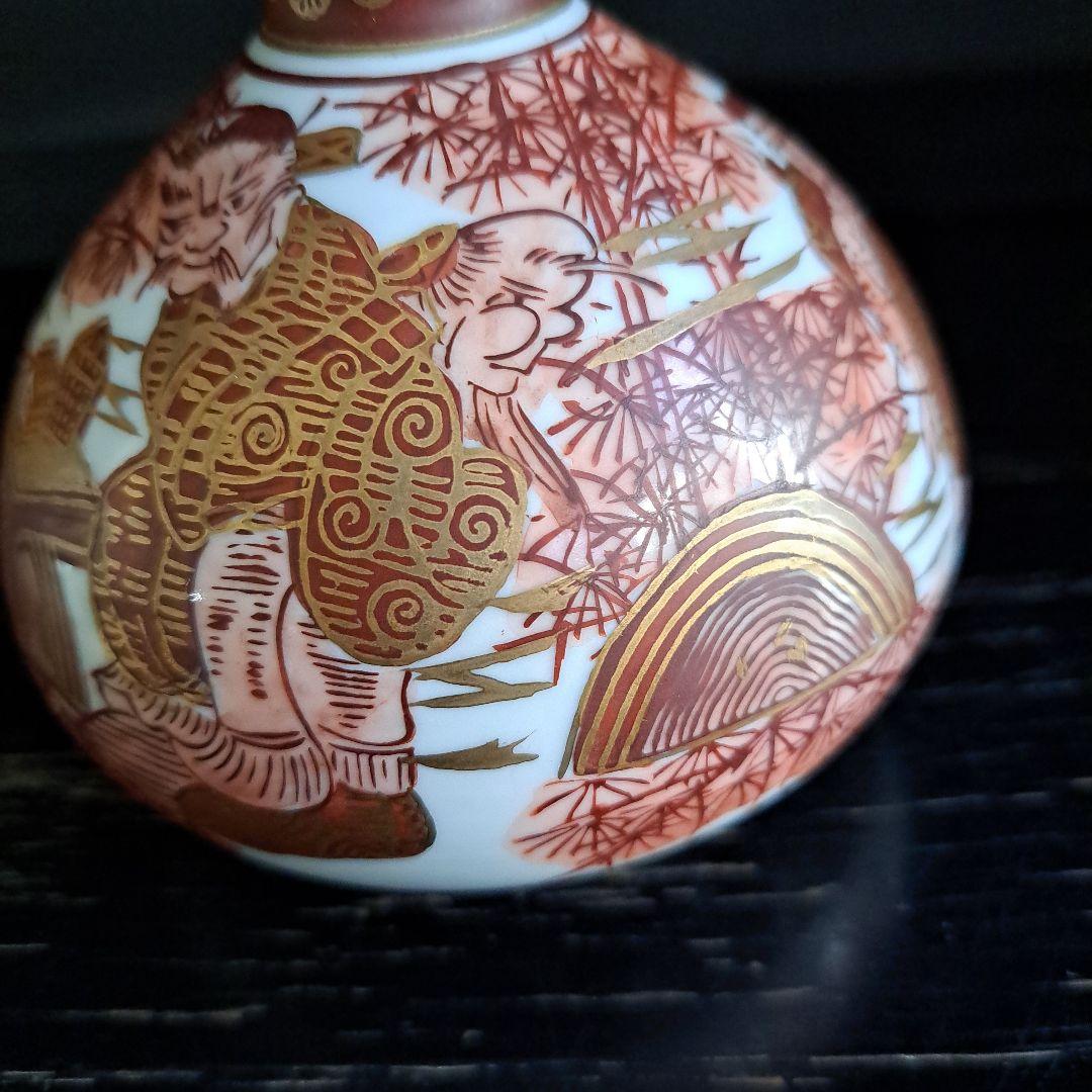 江戸中期　油壺　幻の湖東焼　赤絵金彩人物図　極上