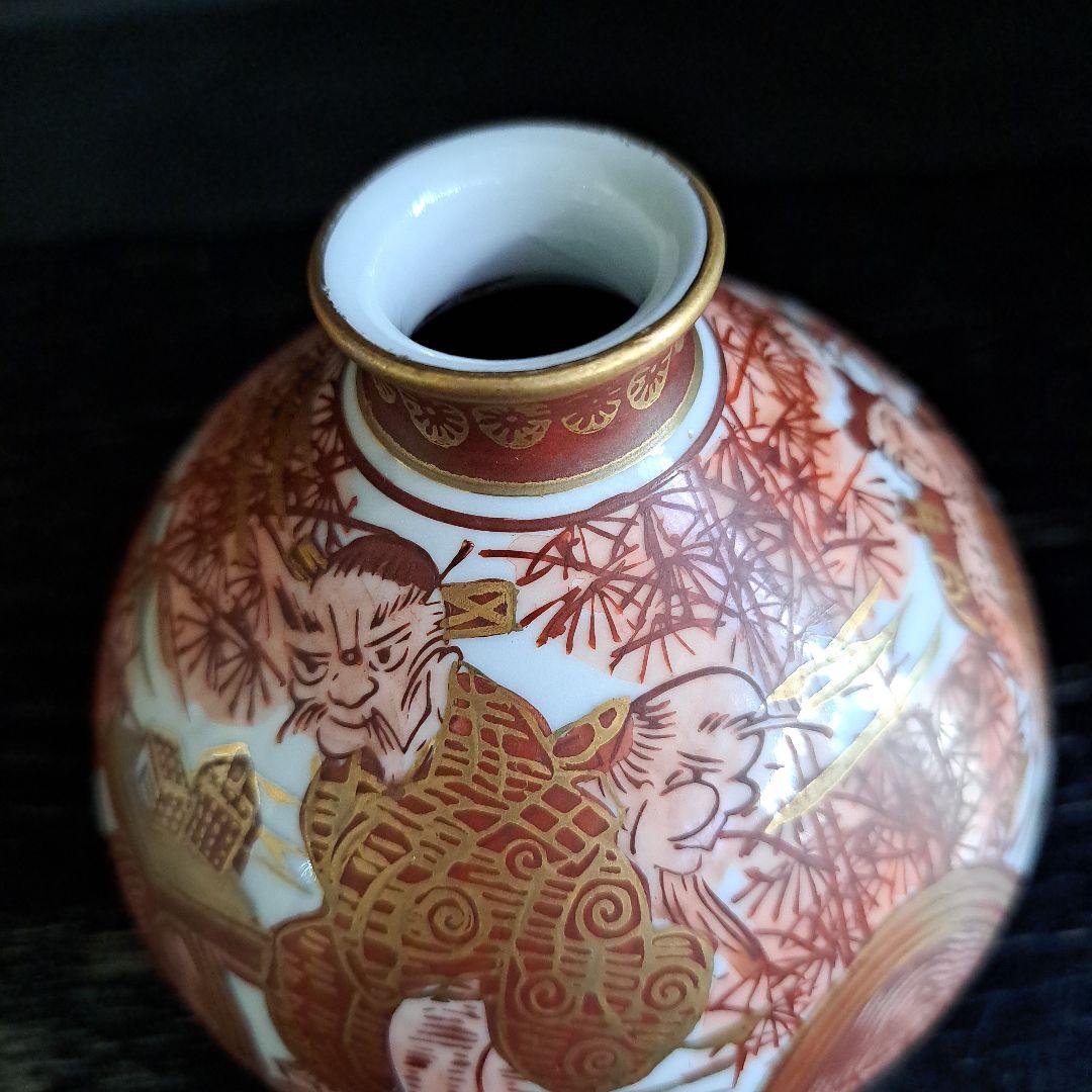 江戸中期　油壺　幻の湖東焼　赤絵金彩人物図　極上