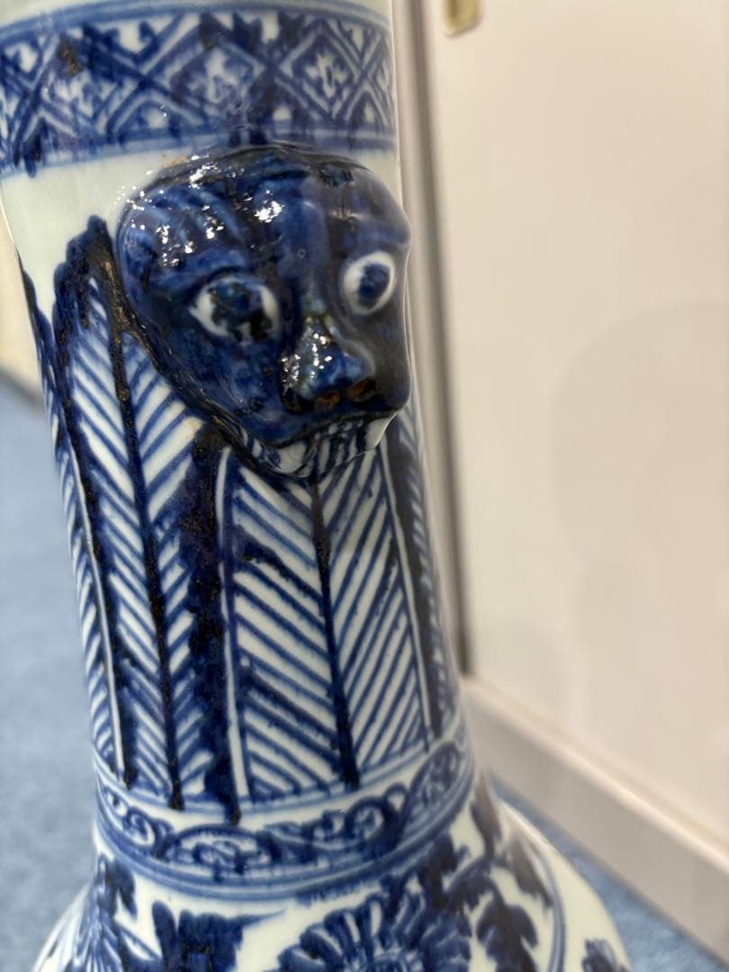 中国花瓶骨董品青白磁 ドラゴン模様 花瓶