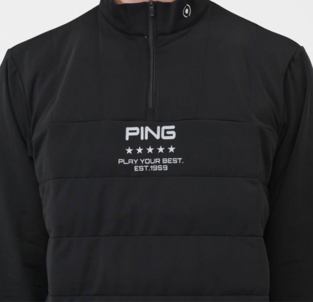 【新品】PING ハーフジップシャツ　ゴルフウェア　ブラック　LLサイズ