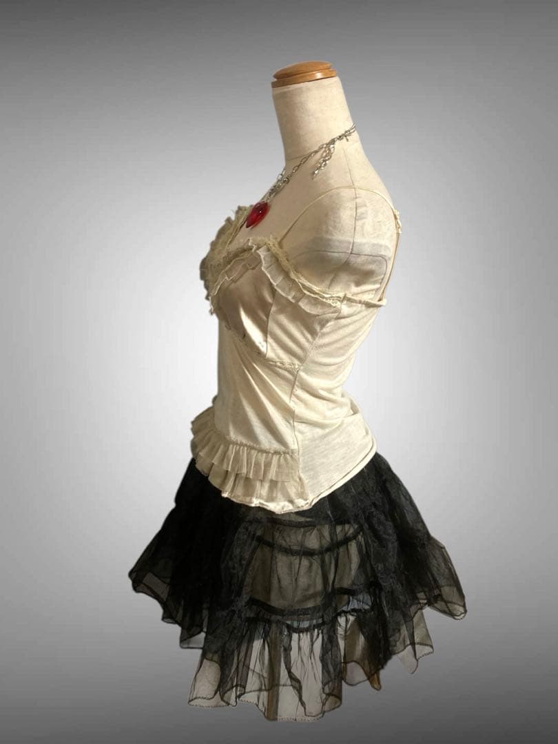 レア白ふりふり姫ギャルy2kフェアリーグランジロック古着屋ゴシックレースフリル