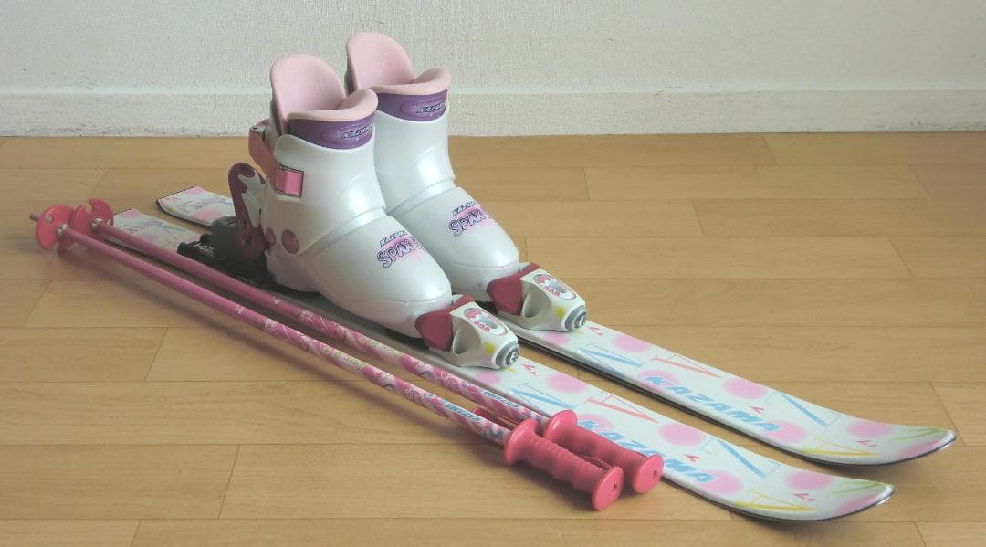 ■■送料無料■KAZAMA■子供用スキーフルセット■板100靴19■WAX済■■