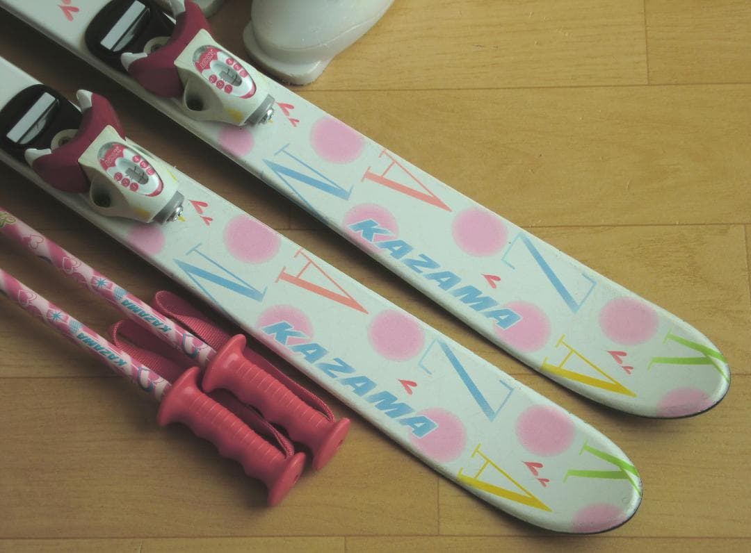 ■■送料無料■KAZAMA■子供用スキーフルセット■板100靴19■WAX済■■