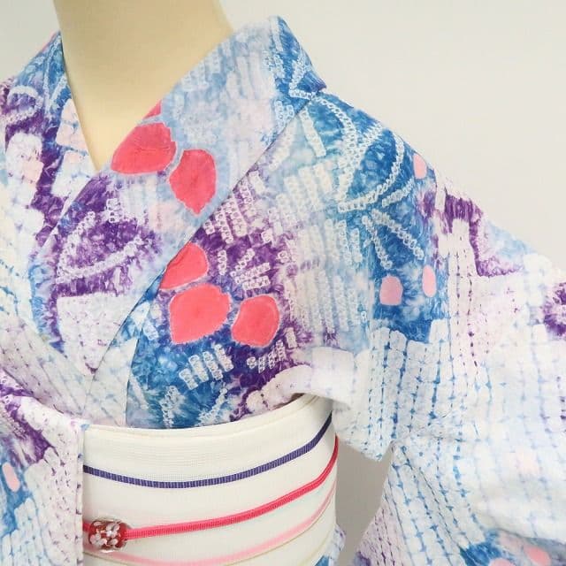 ｍ1951＊有松鳴海絞り 夏着物 綿 手縫い仕立て 高級浴衣