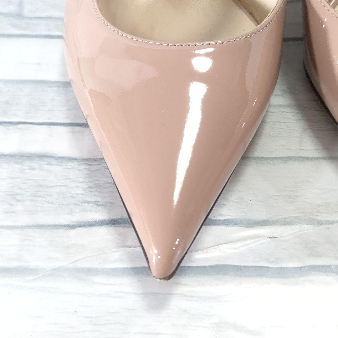 保存袋付き極美品✨ジミーチュウ　エナメルミュール　ビジュー　ピンクベージュ