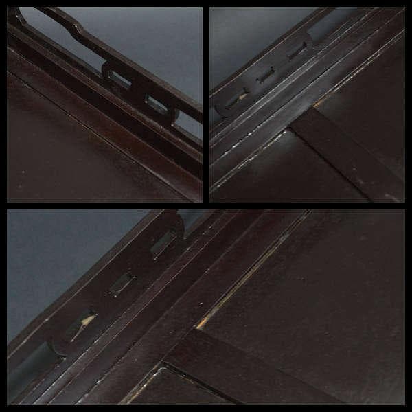 唐木紫檀製 細工透かし彫り花台 平卓 飾台 香炉台 盆栽台茶道具 長51.4cm