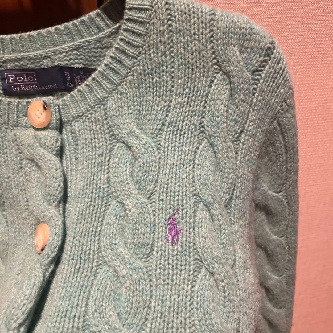 ラルフローレン　美品ケーブルニット　ウール80 カシミヤ20 グリーン系の色