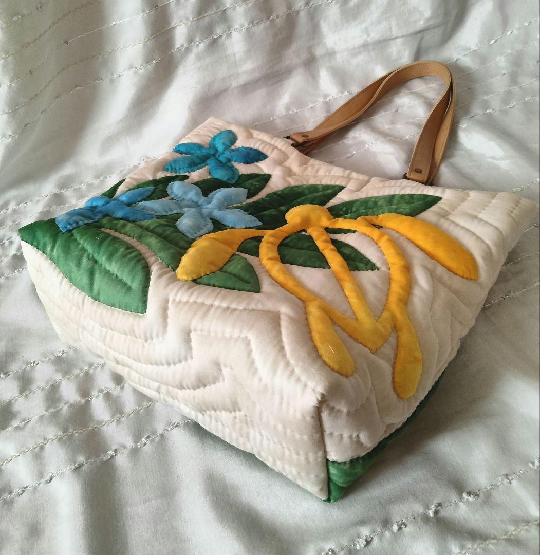 259.ハワイアンキルト・バッグ・ホヌ＆プルメリア＆ラウアエ