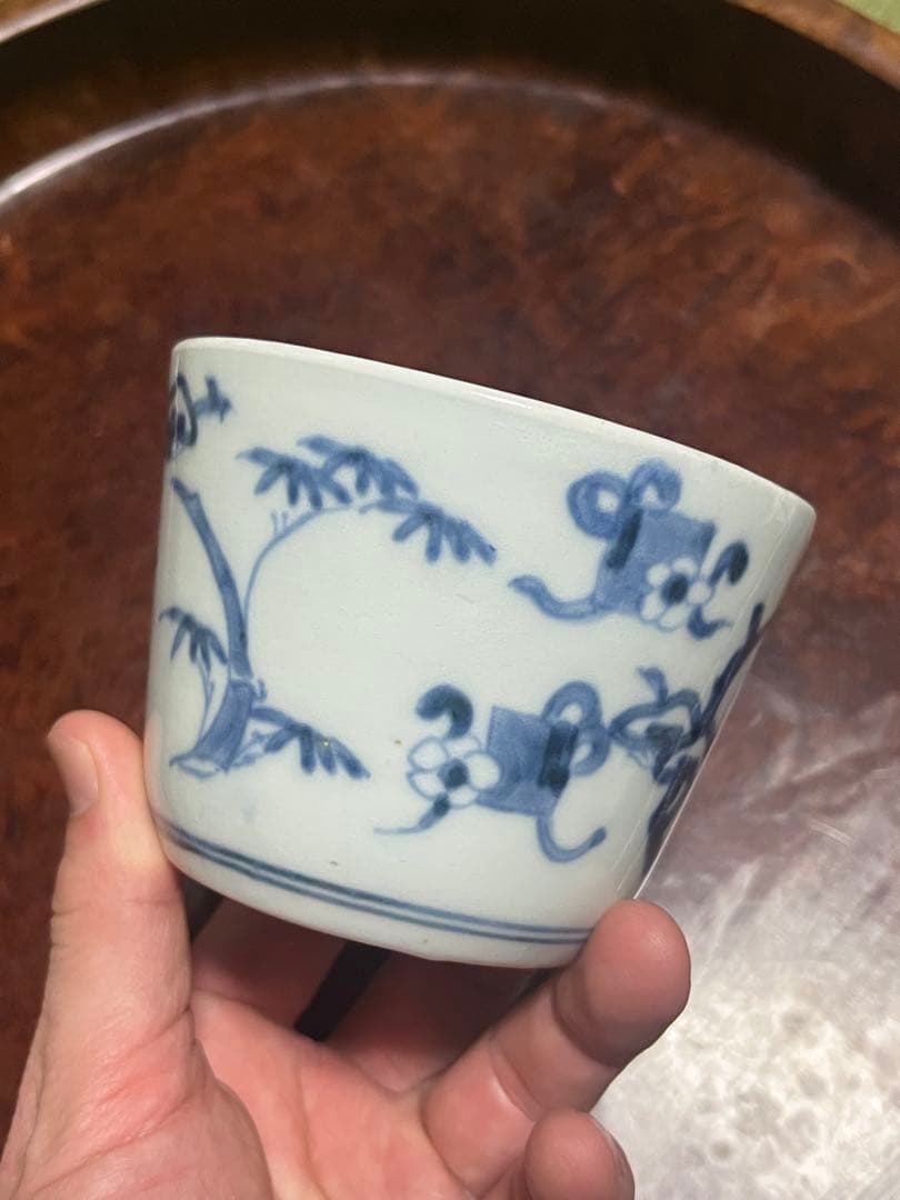 モダンデザイン　古伊万里　蕎麦猪口　散らし　無傷完品　大振り　松竹梅　柿右衛門