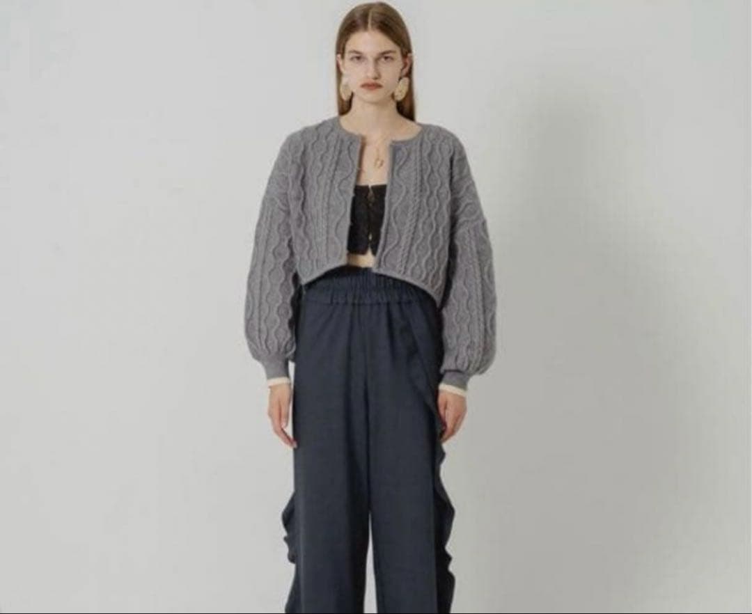 【Eaphi】CABLE KNIT CARDIGAN grey