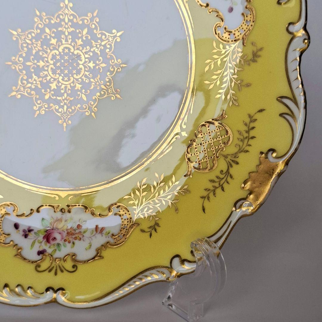 ★極上品★コールポート バットウイング フローラルパネル 黄色 ハンドペイント