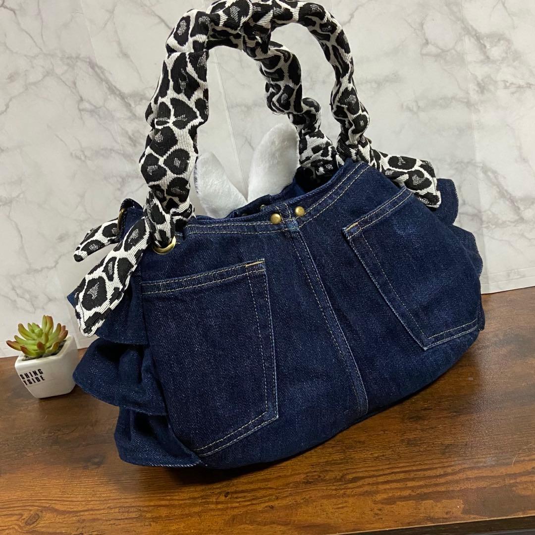 ❅*忙様 コヤンイサムチョン【デニムリメイク】フリルバッグ トートバッグ ハンド