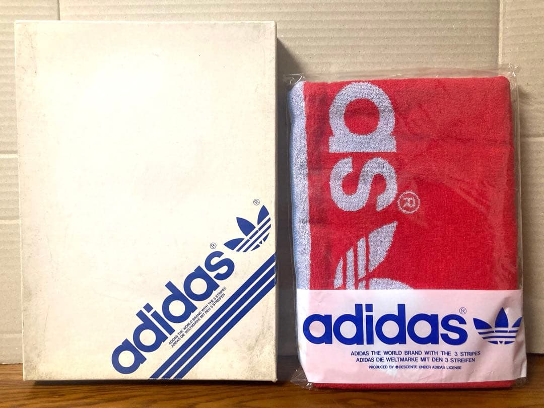 80年代 ビンテージ 日本製 デサント アディダス 大型タオル レトロ 当時物