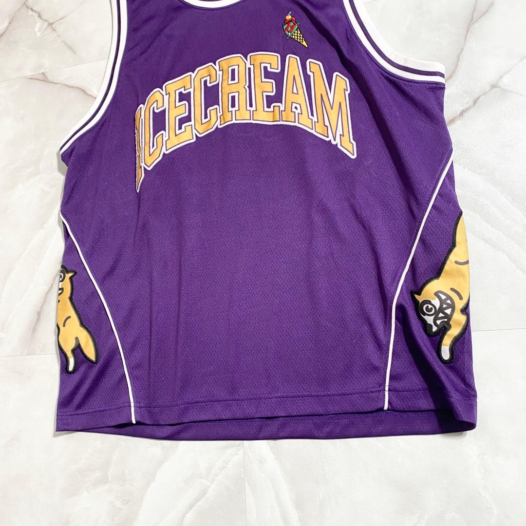 A17234 美品 アイスクリーム ランニングドッグバスケユニフォーム 紫 XL