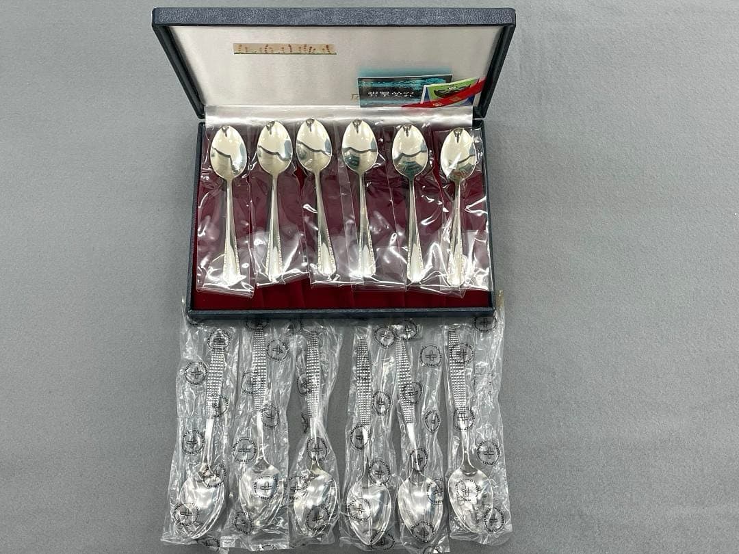 【未使用】銀スプーン　６本、YAMACO AZUMA 山崎金属　６本　計１２本