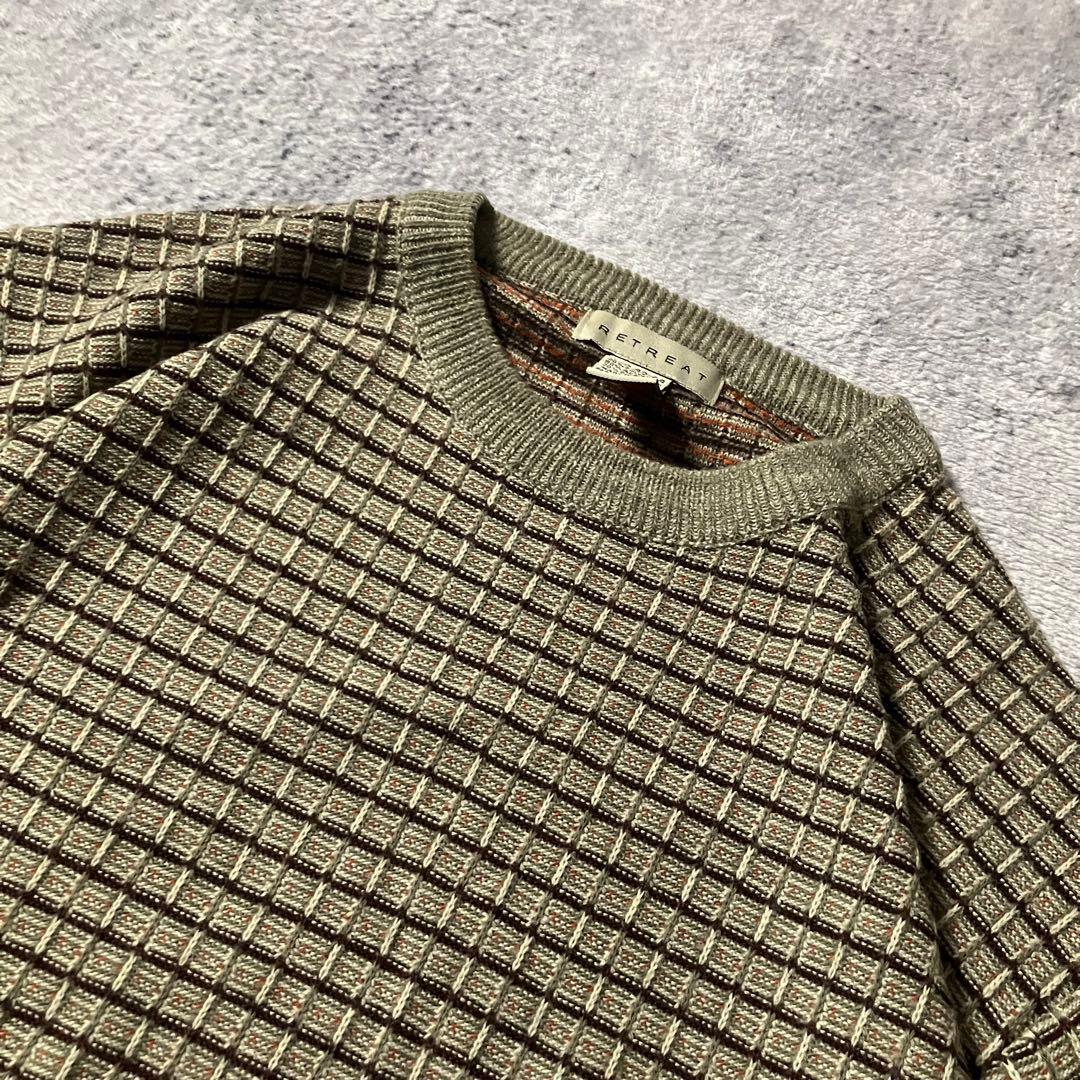 ※時計・ブレスレット付00sRETREAT立体編みニットオリーブJDEEN