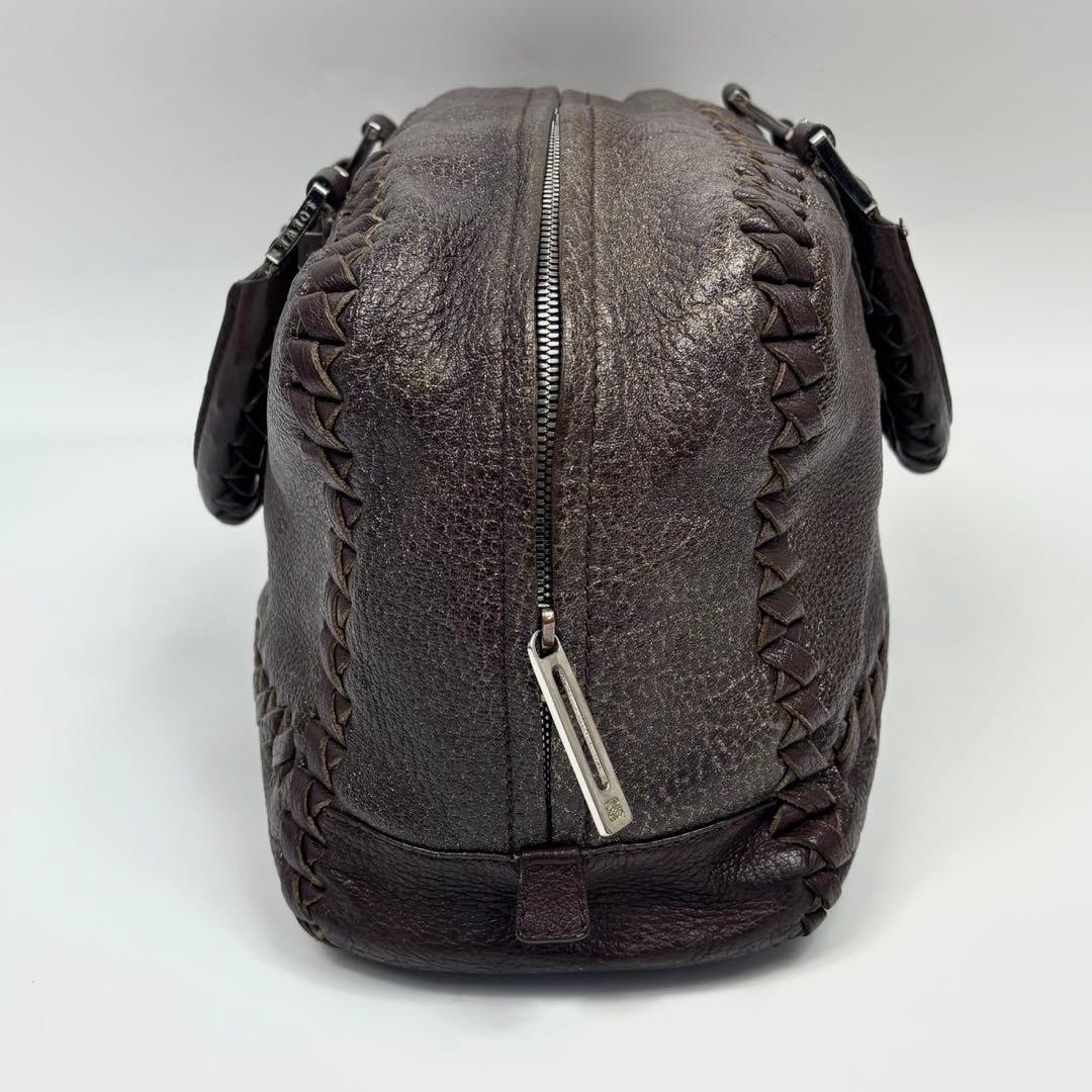 希少 LOEWE アマソナ 36 編み込み ブラウン ハンドバッグ アナグラム