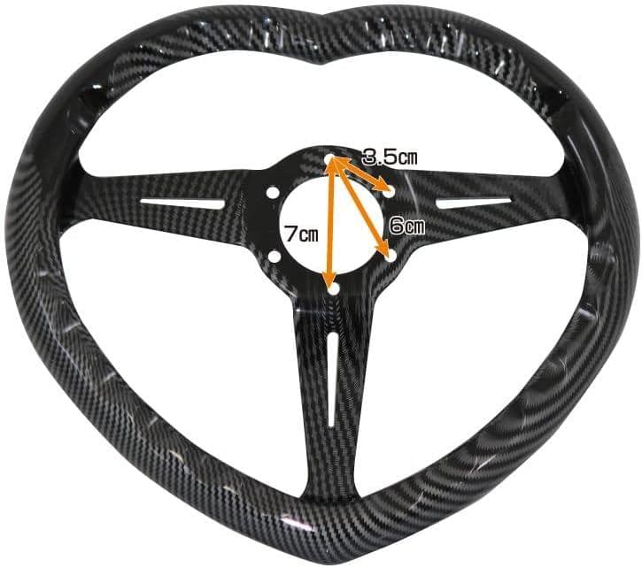 大特価 自動車用 ハンドル ハート型 ステアリングホイール カーボン調 ブラック