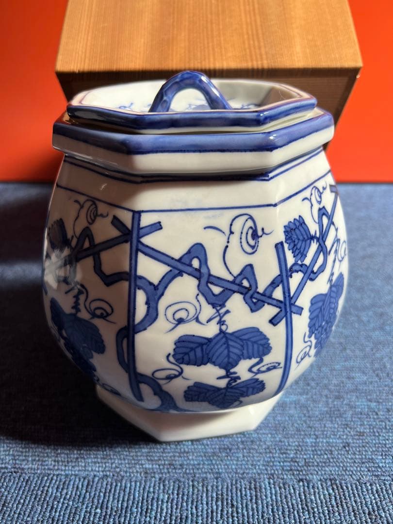 885  茶道具 水指  葡萄棚 染付 水指 京焼 平安 富田静山